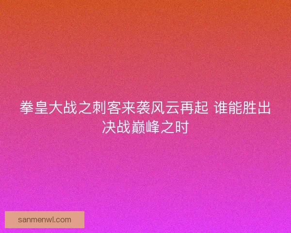 拳皇大战之刺客来袭风云再起 谁能胜出决战巅峰之时